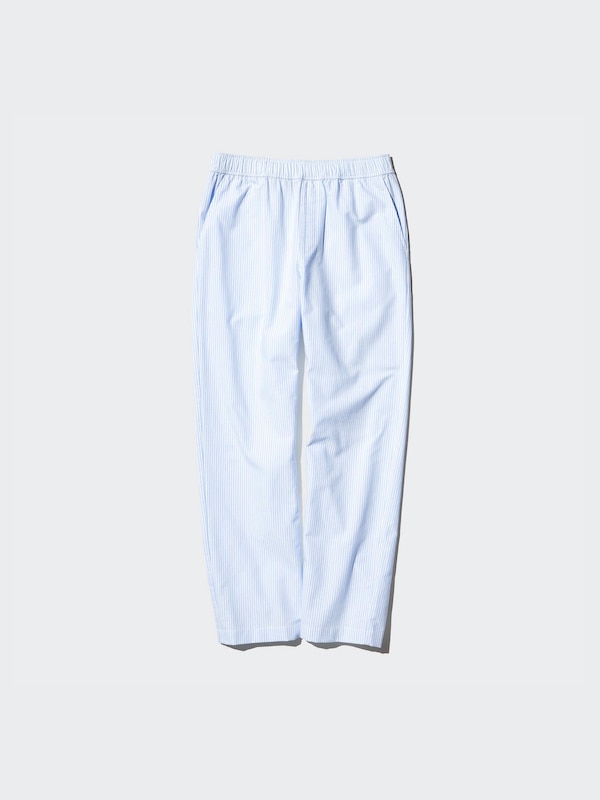 Cotton Relaxed Ankle Trousers (Stripe, Longer)
