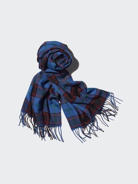 Клетчатый шарф Uniqlo HEATTECH BLUE