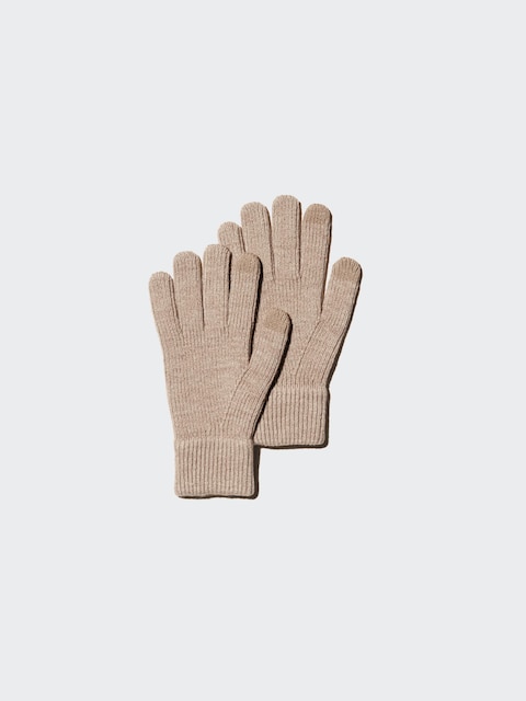 Вязаные перчатки Uniqlo HEATTECH бежевого цвета
