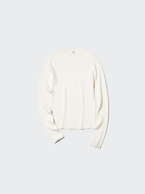 3D Knit Seamless 100% Merino Ribbed Crew Neck Jumper