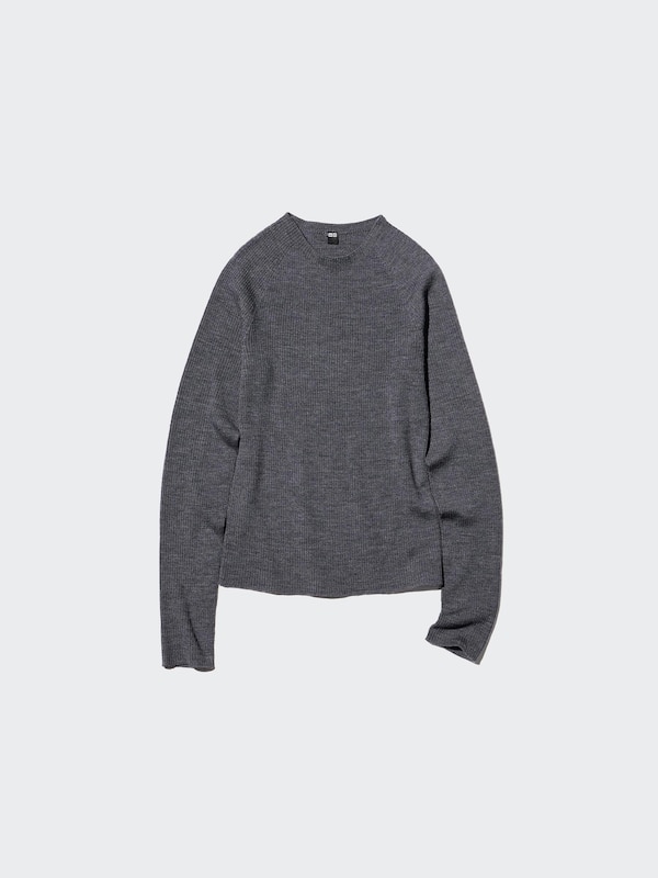 3D Knit Seamless 100% Merino Ribbed Crew Neck Jumper