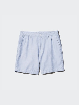 SHORT RAYÉ EN MÉLANGE LIN 6.5"