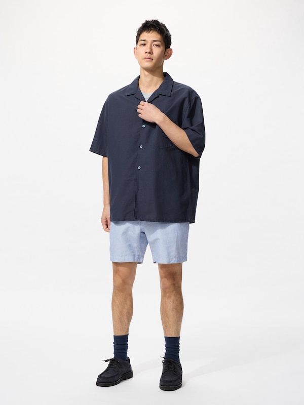 SHORT RAYÉ EN MÉLANGE LIN 6.5"