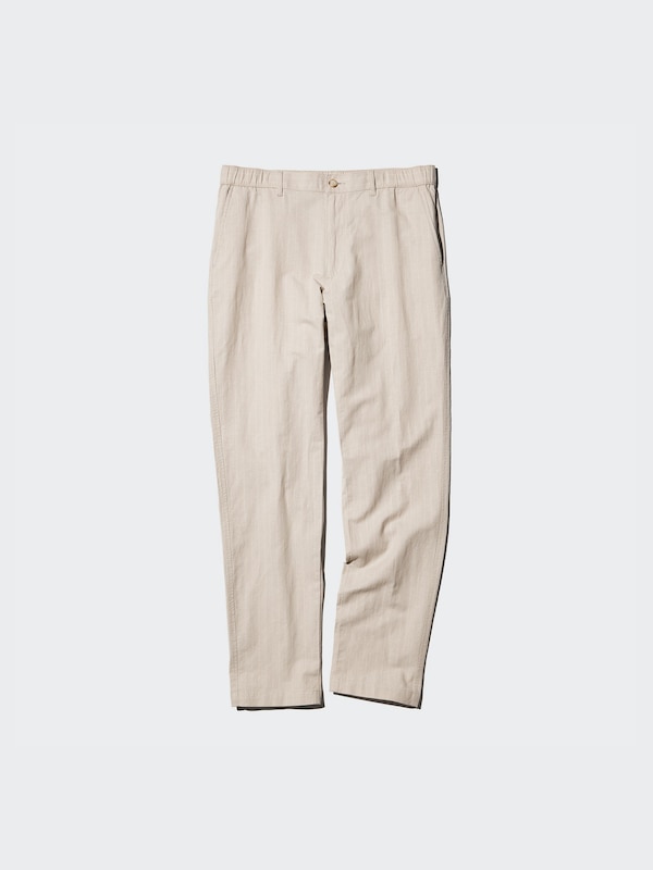 Linen Blend Relaxed Trousers (Stripe, Longer)