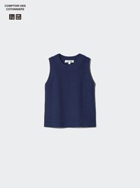 Cotton Popcorn Short Sweater | Sleeveless