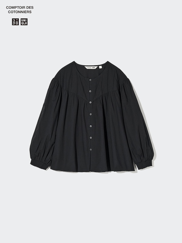 Cotton Sheer Blouse (3/4 Sleeve)