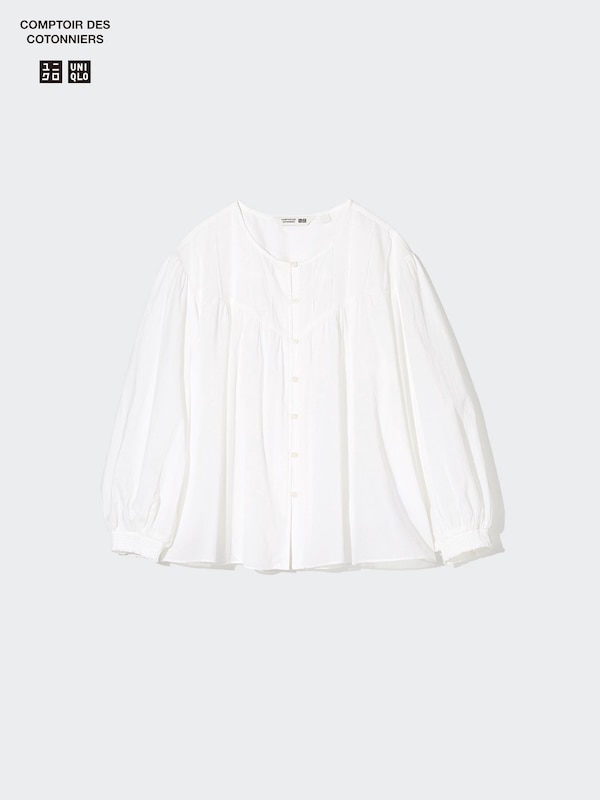 Cotton Sheer Blouse | 3/4 Sleeve