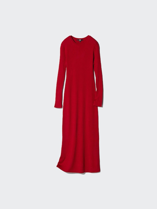 Merino Blend Ribbed Knit Dress