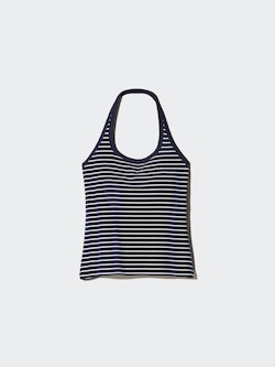 Open Back Halter Bra Top | Striped