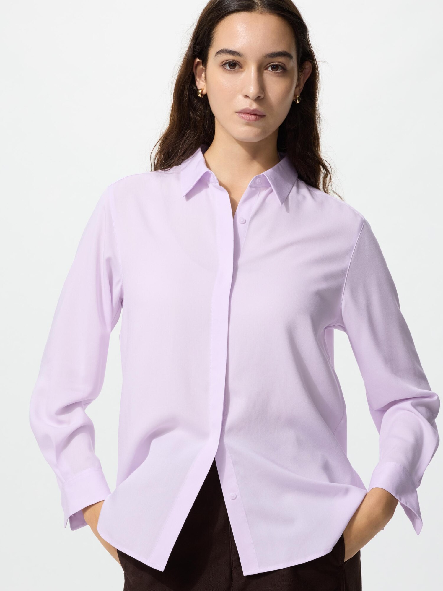 UNIQLO Women's Rayon Blouse, Purple