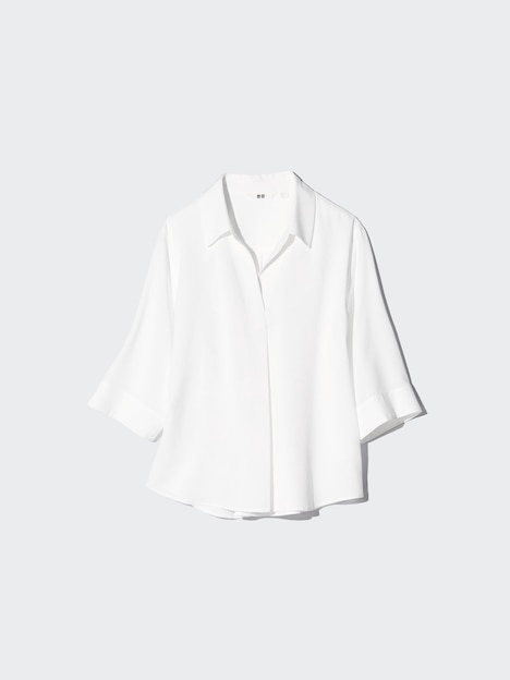 Rayon Skipper Collar Blouse 3/4 Sleeve