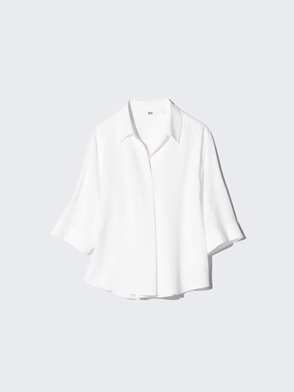 Rayon Skipper Collar Blouse | 3/4 Sleeve
