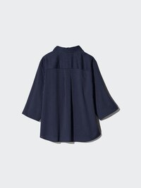 Rayon Skipper Collar Striped Blouse | 3/4 Sleeve