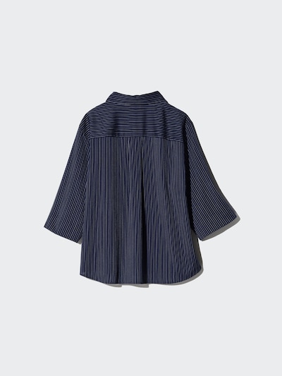 Rayon Skipper Collar Striped Blouse | 3/4 Sleeve