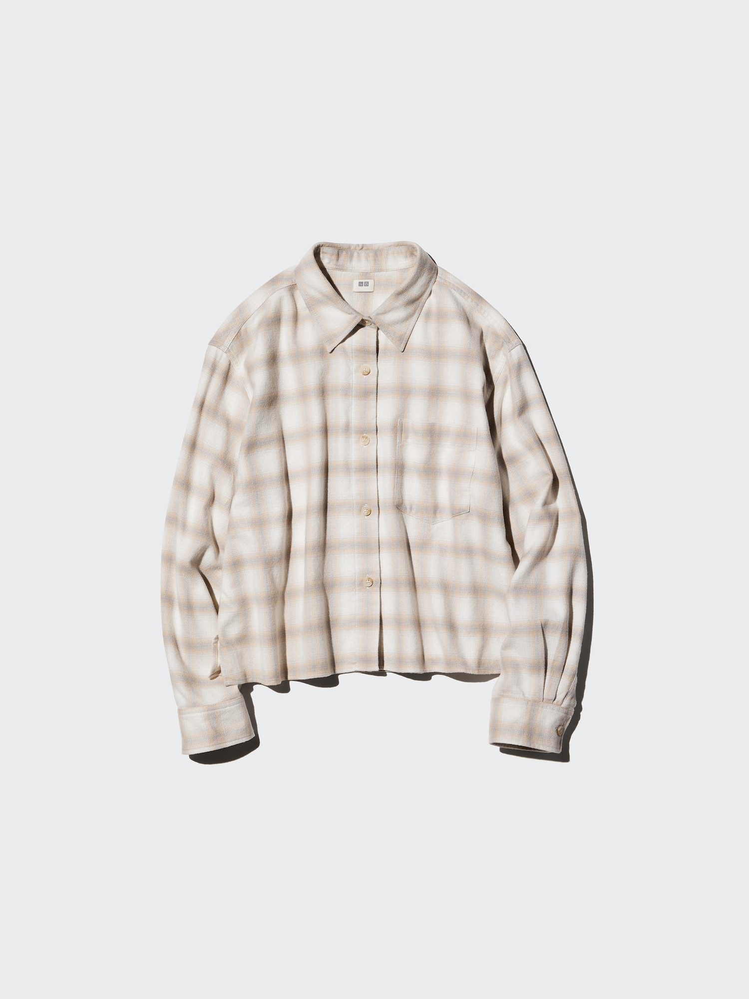 Women's Flannel Boxy Cropped Shirt | Ombre Checked | UNIQLO US