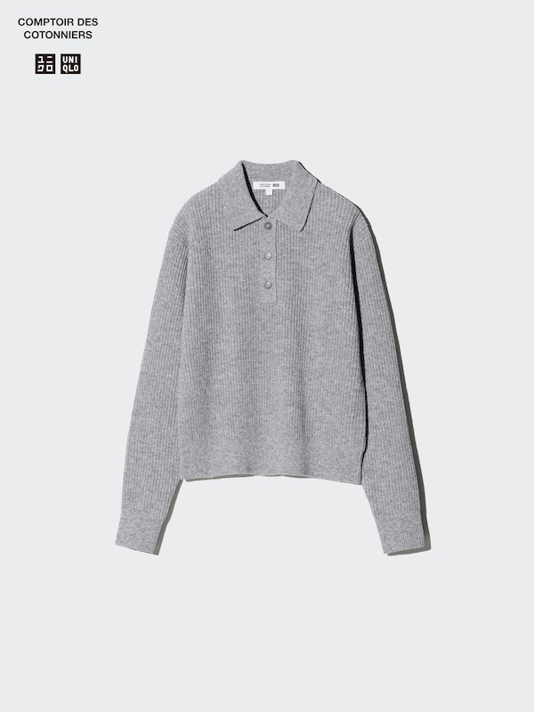Wool Blend Polo Sweater