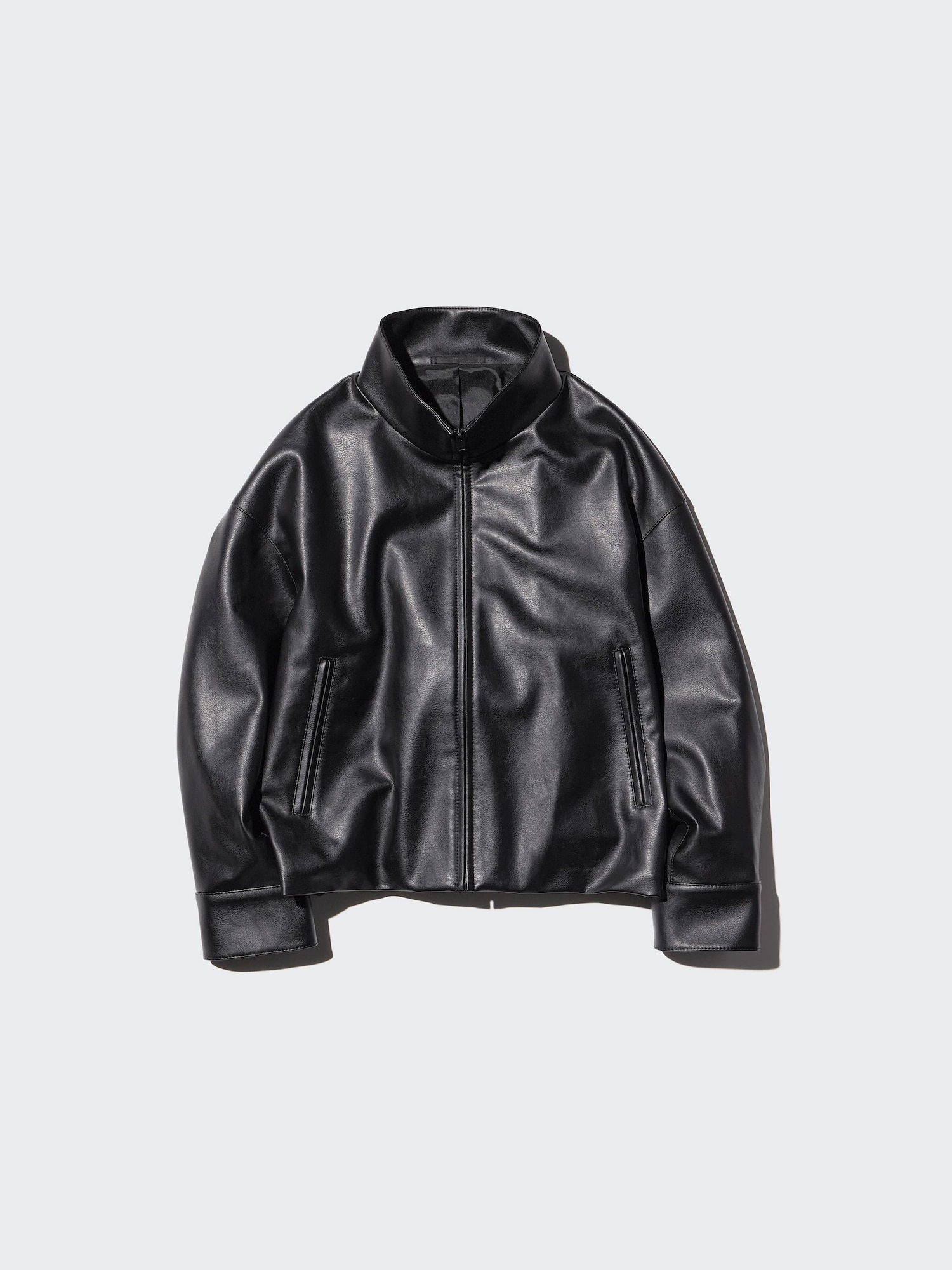 LE ■ Oversized crack faux leather blouson Coated Oversized Blouson | Faux Leather | UNIQLO US