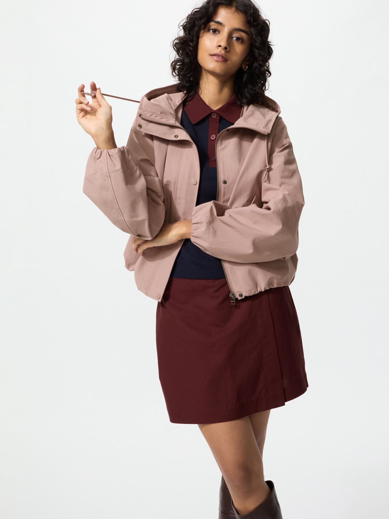 UNIQLO Women's Cotton Blend Short Parka, Pink
