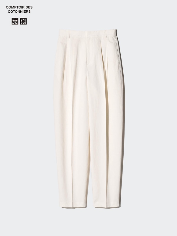 Linen Blend Barrel Leg Trousers (Longer)