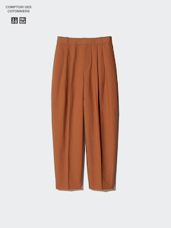 Linen Blend Barrel Leg Trousers (Short)