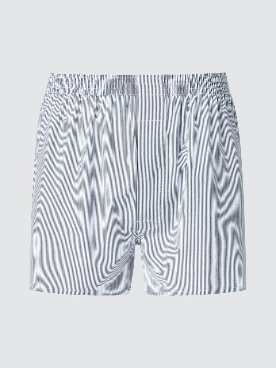 UNIQLO Men's Woven Trunks Striped, Blue, 2XL, 100% Cotton