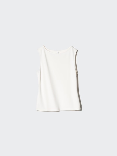 Crepe Jersey Boat Neck Sleeveless T-Shirt