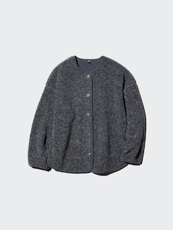 Pile Lined Fleece Relaxed Cardigan
