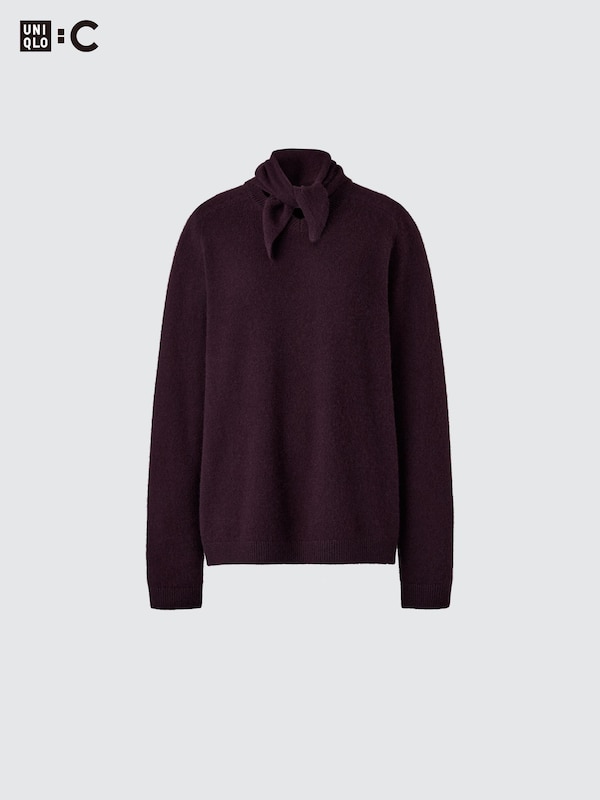 Cashmere Relaxed V-Neck Sweater | With Scarf