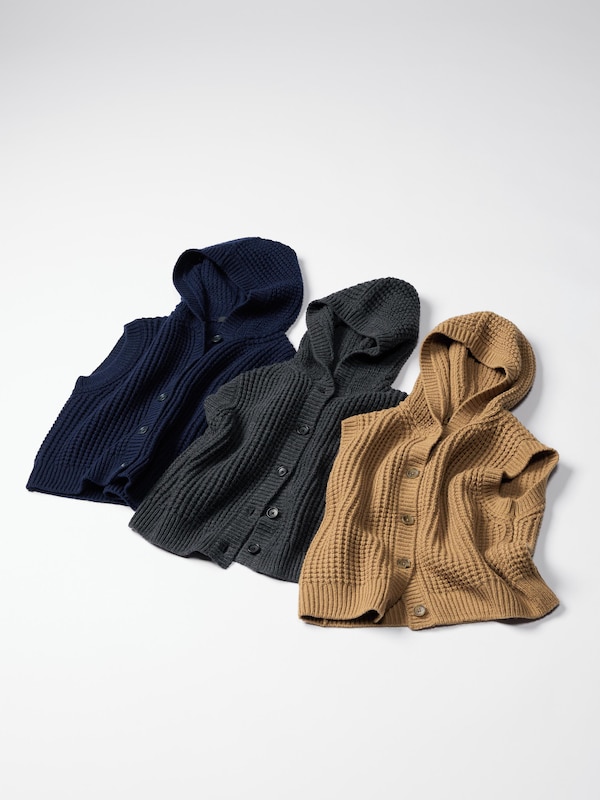 Waffle Knit Hooded Vest
