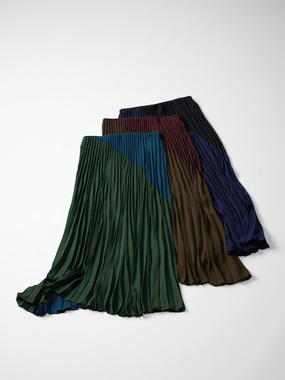 Pleated Long Skirt (Colour Block)