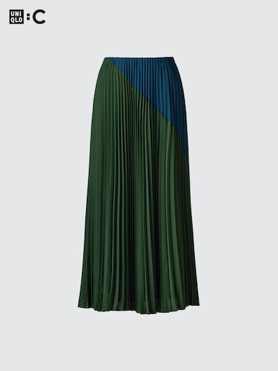 Pleated Long Skirt (Colour Block)