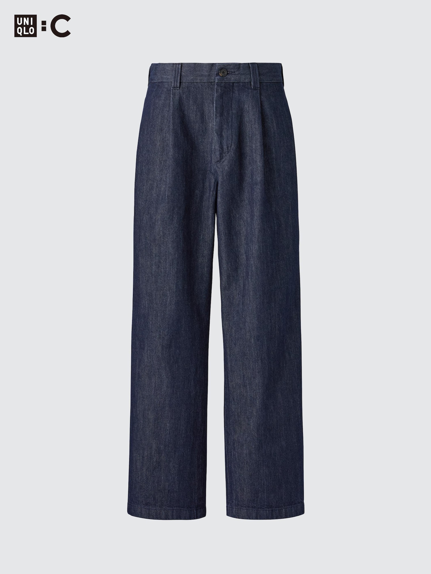 Men's Pleated Straight Trousers (Denim) | UNIQLO FR