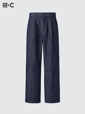 Pleated Straight Trousers (Denim)