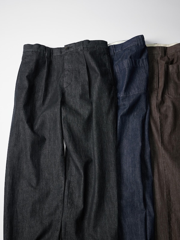 Pleated Straight Pants | Denim