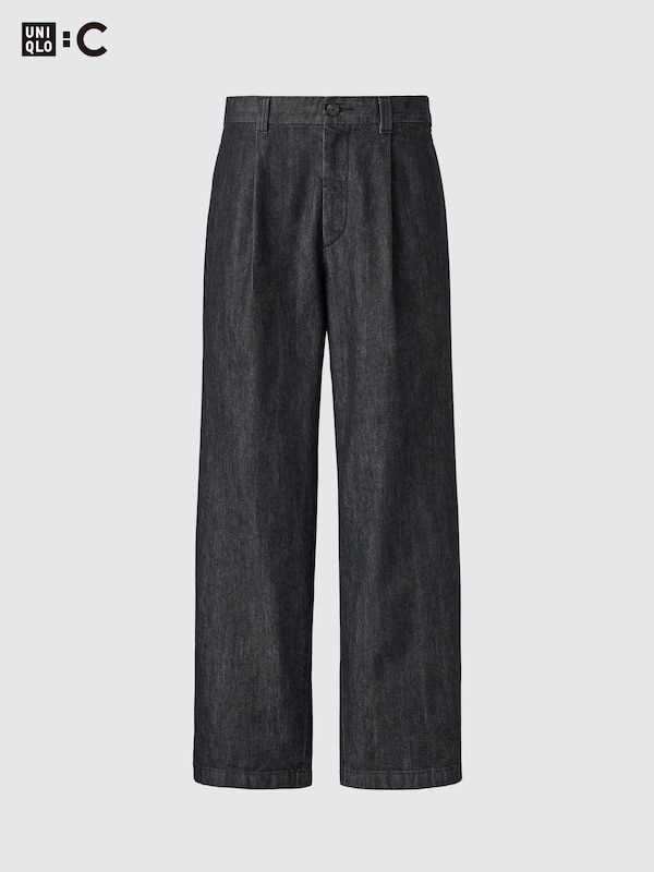 Pleated Straight Pants | Denim