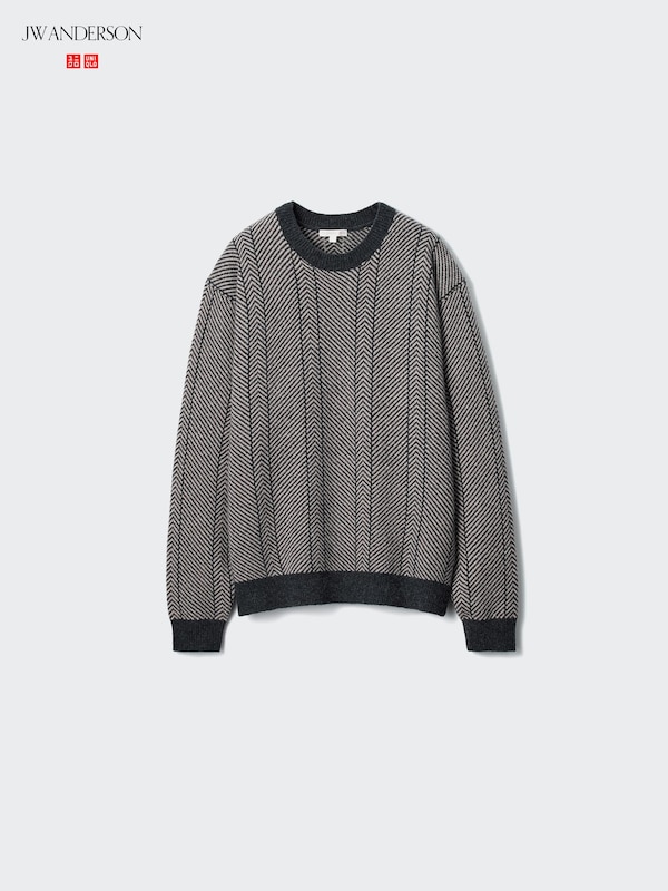 LAMBSWOOL HERRINGBONE CREW NECK SWEATER