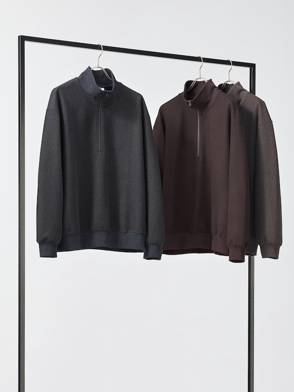 BRUSHED HALF-ZIP SWEATSHIRT
