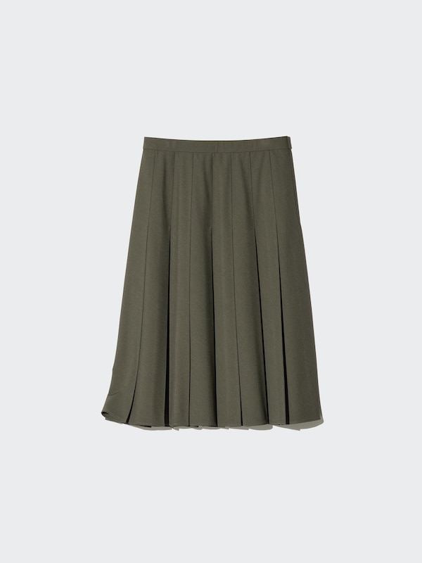 Wide Pleated Midi Skirt