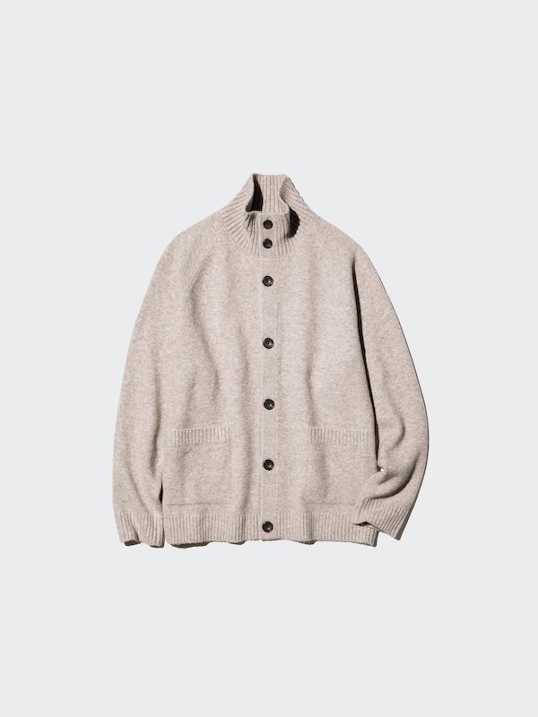 Souffle Yarn Stand Collar Cardigan