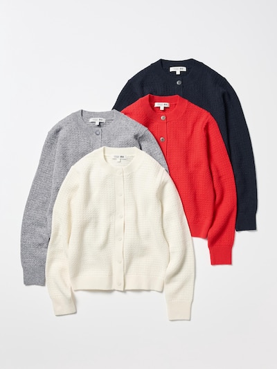 Wool Blend Crew Neck Cardigan