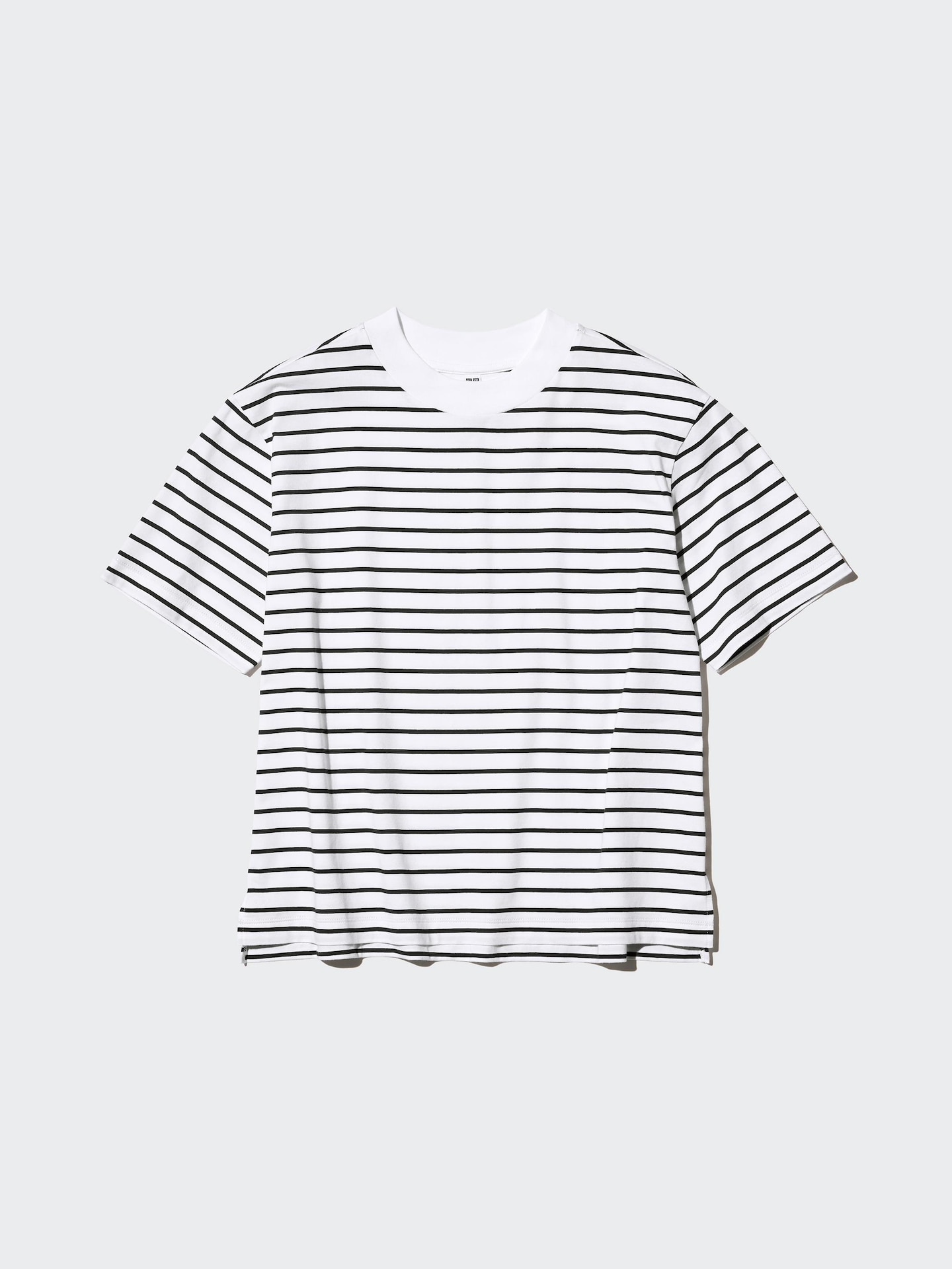 Женская футболка Uniqlo AIRism Cotton в полоску, цвет: Чёрный — фото 4