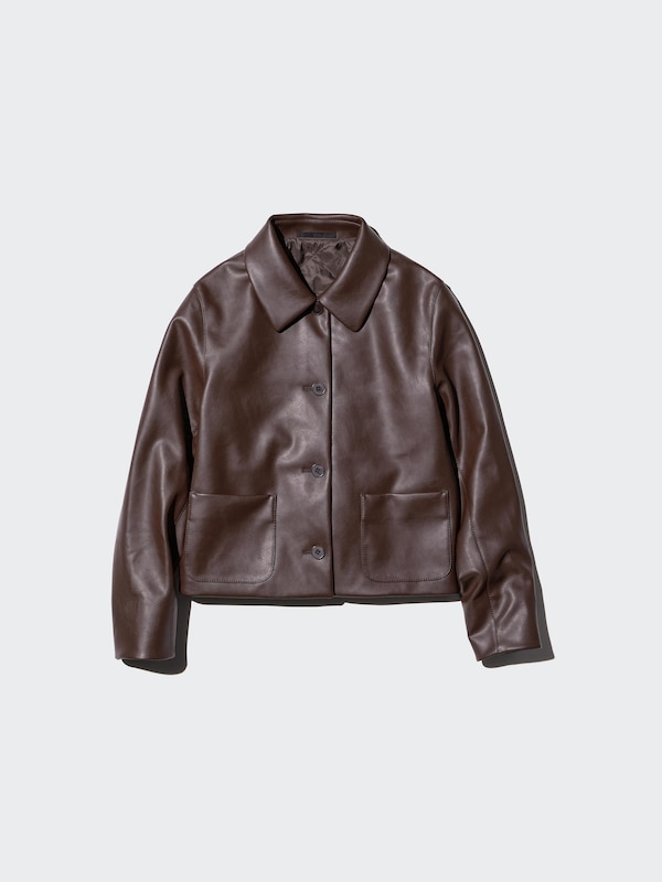 Coated Short Jacket | Faux Leather