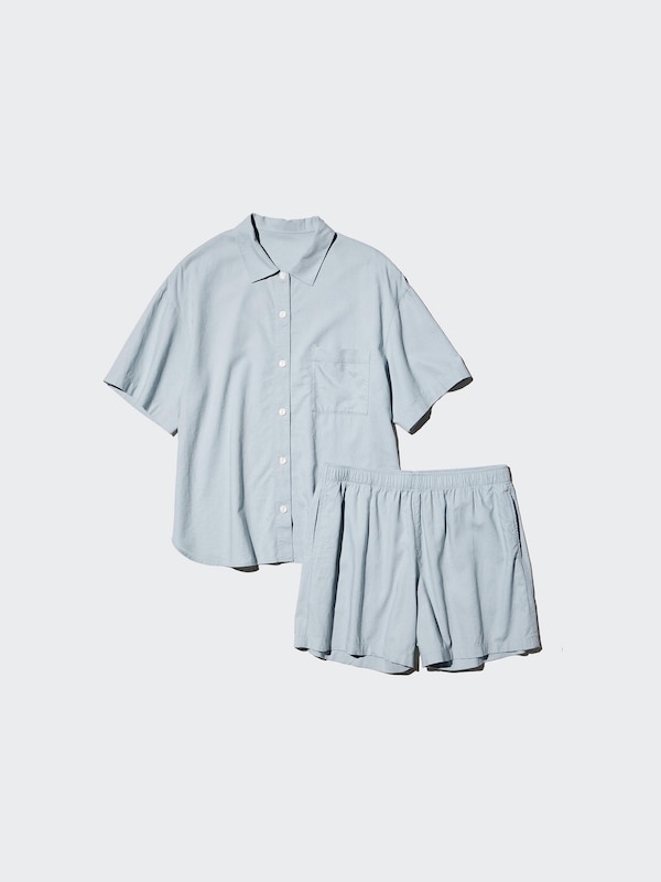 Linen Blend Pyjamas (Short Sleeve)