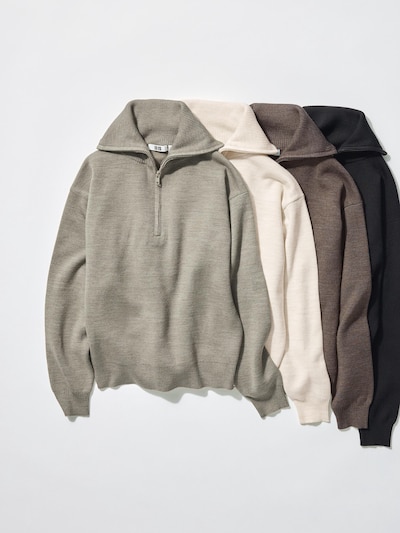 Double Face Knit Half-Zip Sweater