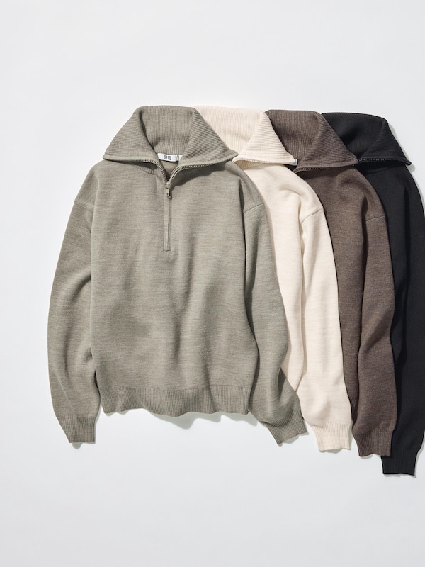 Double Faced Knit Half-Zip Jumper