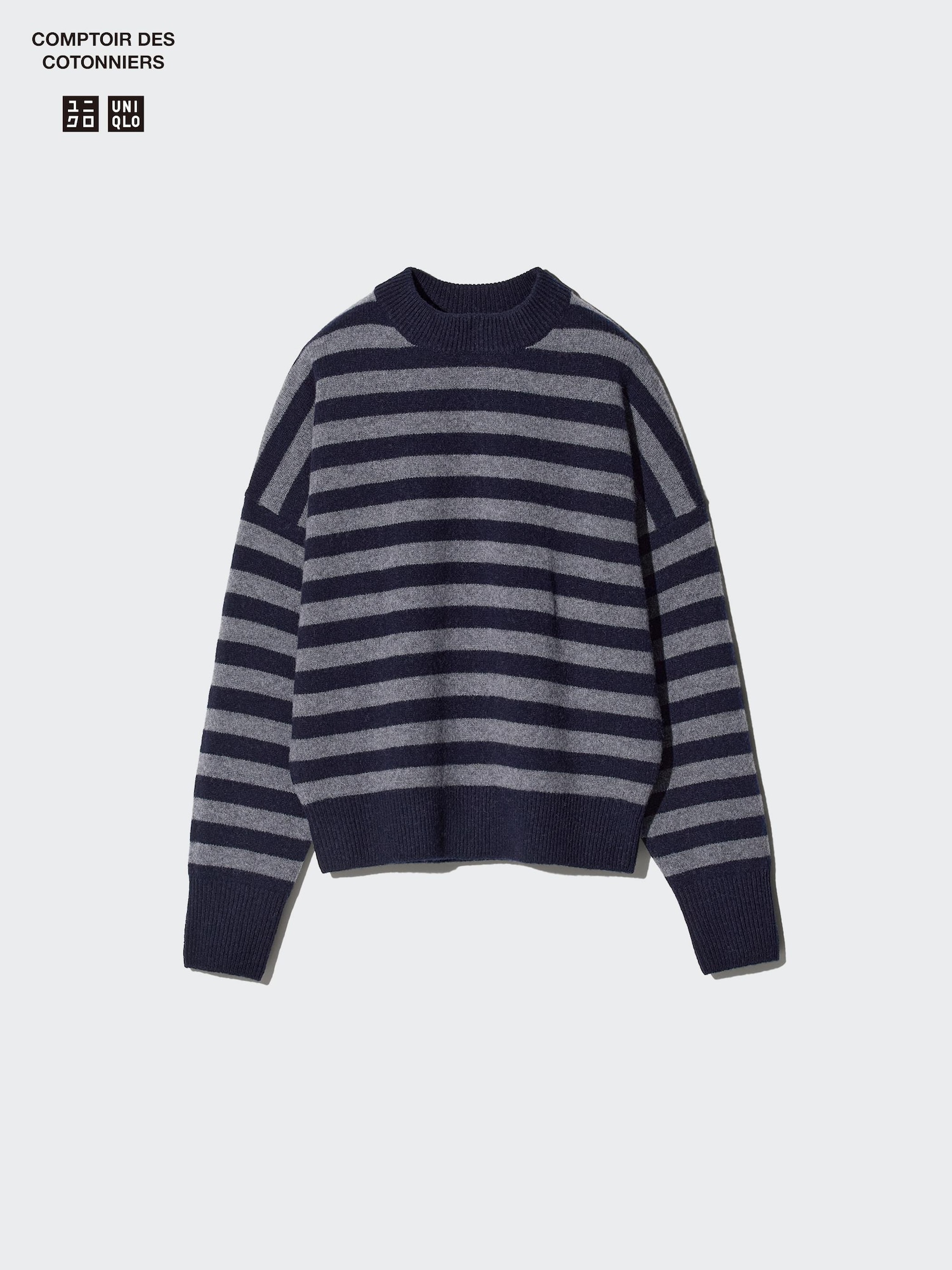 Lambswool Mock Neck Sweater | Striped | UNIQLO US
