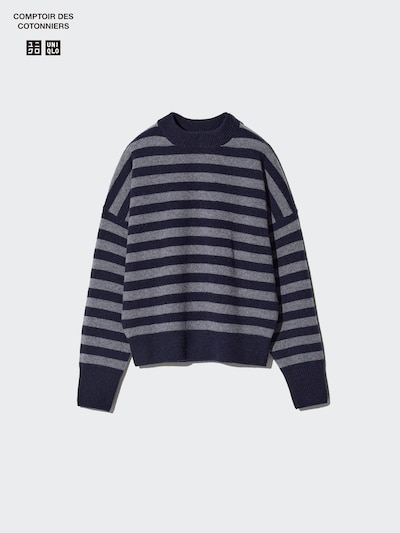 Lambswool Mock Neck Sweater | Striped