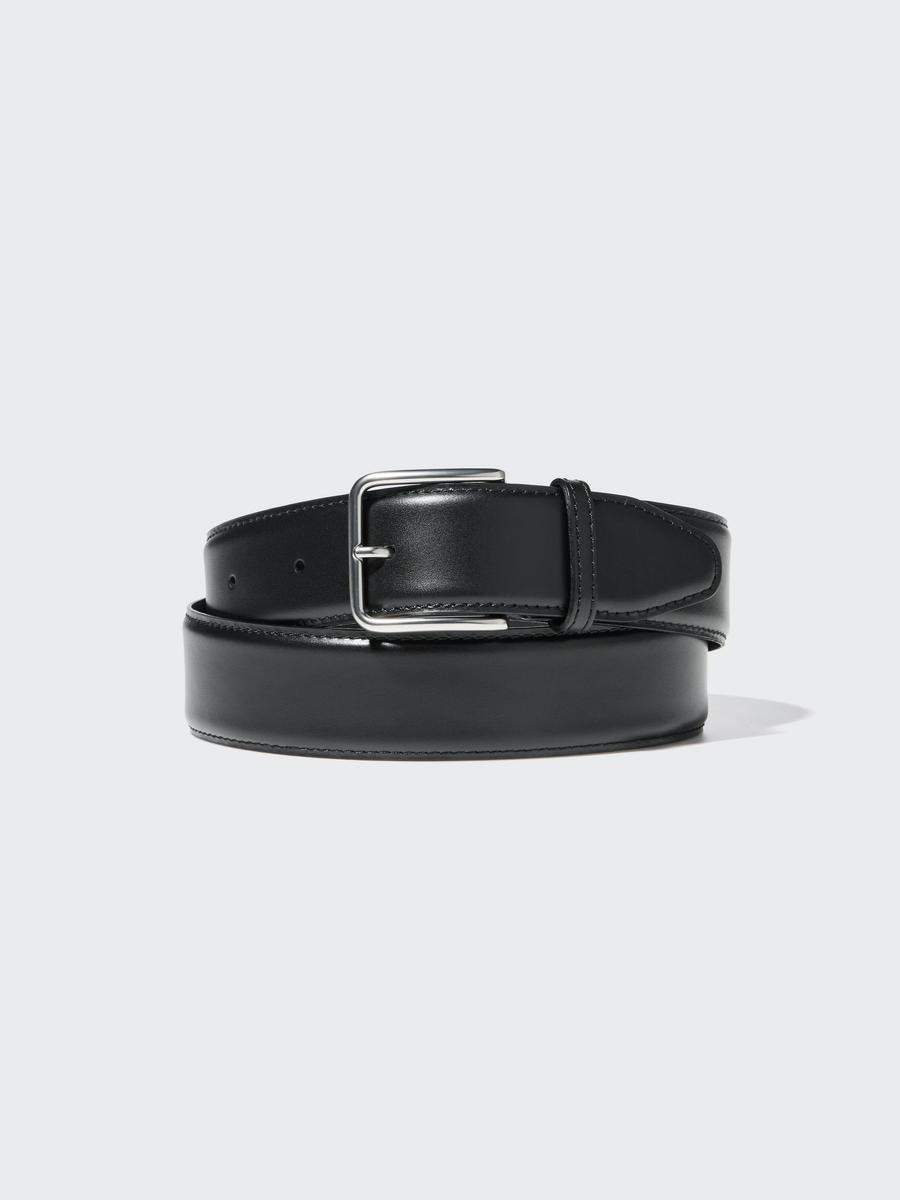 UNIQLO Women's Stitched Middle Width Belt, Black, Medium