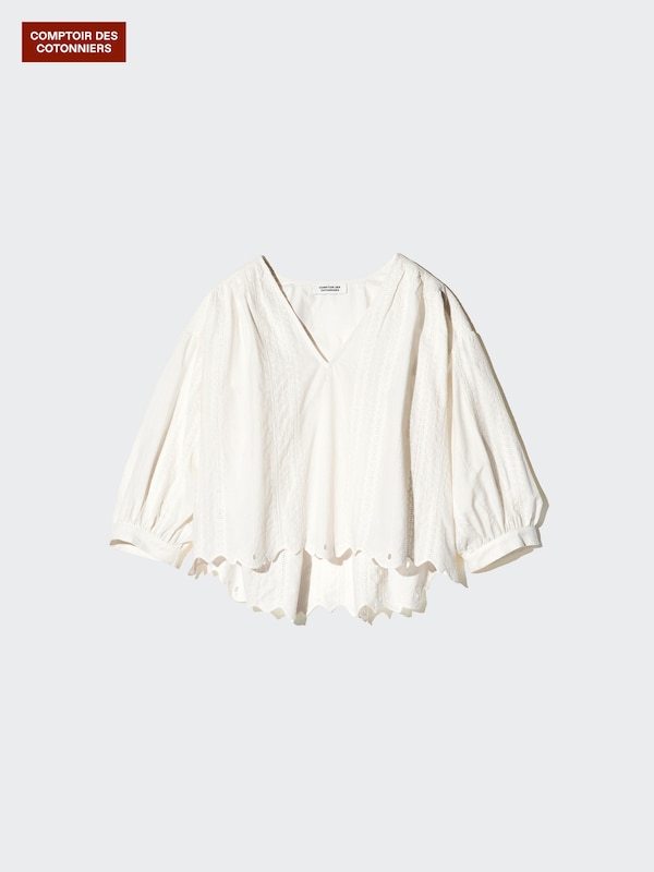 Baumwolle Bluse (bestickt)