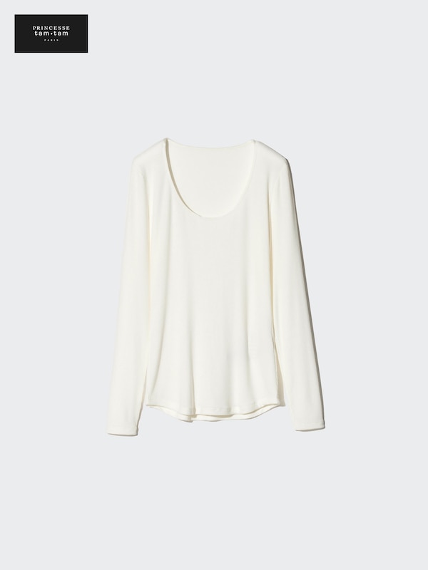 HEATTECH Extra Warm Cashmere Blend Crew Neck T-Shirt (Ribbed)